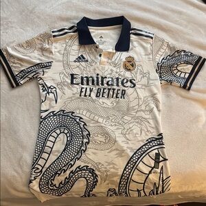 Adidas Kids' White and Black Real Madrid Shirt